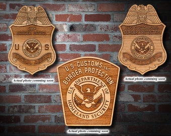 Personalized Wooden CBP Border Patrol Badge or Patch Plaque