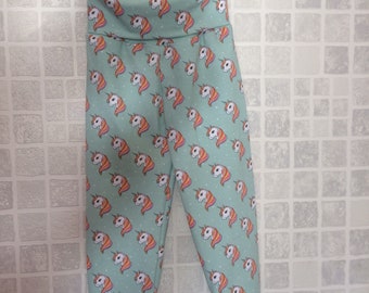 Unicorns on mint leggings
