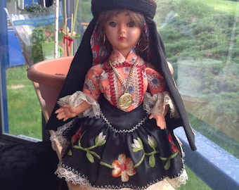 Unique vintage doll i traditional handmade folk costumes