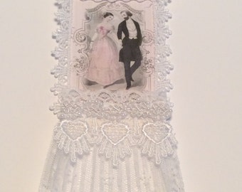 Wedding Tag, Vintage Tag, Bridal Shower Tag, Bride and Groom Tag, Lace Tag, OOAK