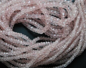 13 Inch Strand,Natural Pink Morganite Aquamarine Faceted Rondeleles,Size 3.5-4.5mm