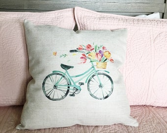 Bicycle Pillow Cover - Farmhouse Pillow - Farmhouse Decor - Farmhouse Pillow Covers - Rustic Pillow - Rustic Decor Decorative Pillow Cover