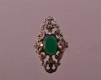 Art Deco Silver Ring With Marcasite (916v)