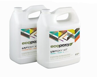 EcoPoxy UVPoxy 20 Liter Kit, Epoxy Resin, Tabletop, Counter Top Epoxy, Resin Artwork, Coating, Jewelry, Clear Resin, Safest, Eco-Friendly