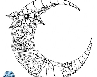 SVG & DXF design - Zentangle Doodle Moon cut files (Cricut \ Silhouette)