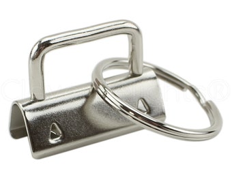50 Sets - 1.25" Key Fob Hardware With Key Rings - For Lanyards Keychains Straps - Strong Silver Color KeyFob Hardware - 1 1/4 Inch - 37mm