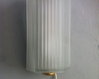 pair of Vintage Art Deco Skycraper Frosted Glass Sconces France 1930s Streamline
