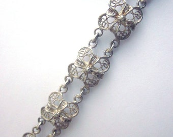 Vintage Silver Cannetille Filigree Bracelet