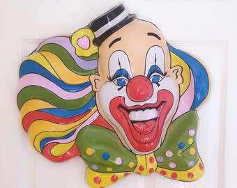 Large Vintage Circus Clown Plastic Wall Decoration