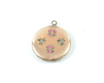 Antique Locket // Rhinestone Shamrocks // Antique Shamrock Locket
