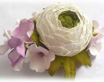 Wedding barrette clip Flower Barrette Bridal Hair clip Flower Hair piece Wedding ranunculus Flower hair accessory Bridal hair