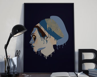 Printable Illustration Woman Portrait Wall Art, Digital Download