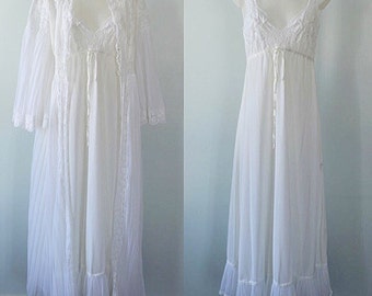 Vintage White Peignoir Set, Bridal Peignoir, Vintage Peignoir, Nivion, 1970s Peignoir, Wedding, Elegant Peignoir, Peignoir
