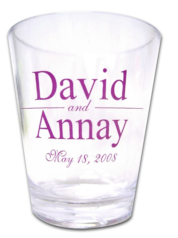 50 Personalized Custom Wedding Favor Plastic Shot Glasses
