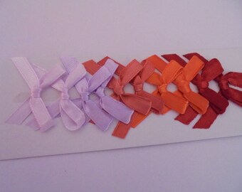 Knots satin purple and orange 3 x 4 cm