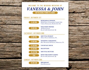 DIY Printable Wedding Itinerary - 5x7
