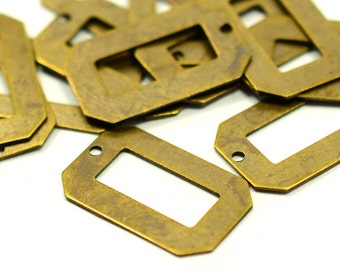 50 Pcs. Antique Brass 12x19 mm Rectangular Geometric Findings