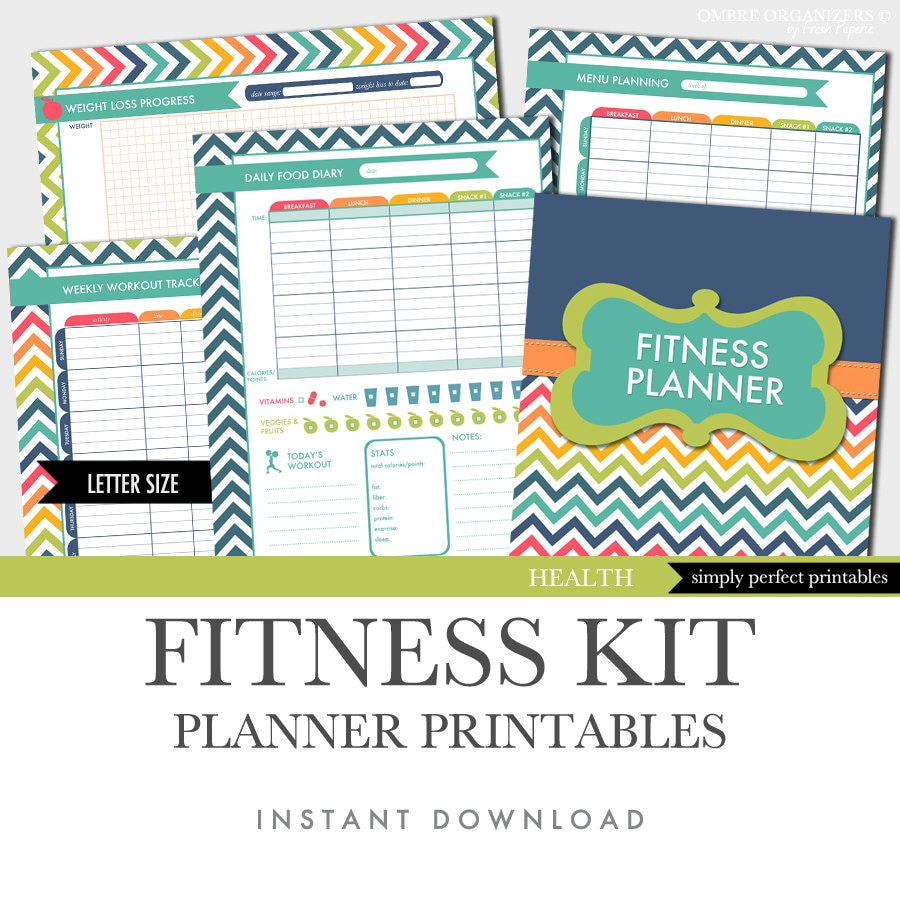 Fitness Planner Weight Loss Food Diary Menu Planner 