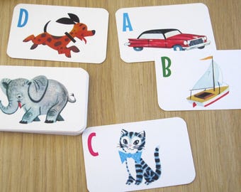 Box of Vintage Style Alphabet Flash Cards by writeables.com