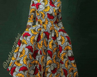 Dupe African skater dress, African midi dress, African party dress, African dress, Ankara dress, African wax fabric, Midi dress