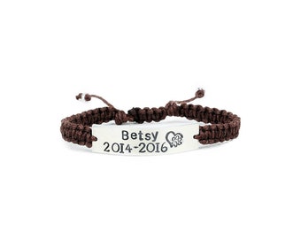 Pet Memorial Bracelet, Paw Print Bracelet, Personalized bracelet, Hemp bracelet, Pet Loss Bracelet, Custom Pet Jewelry, Pet Memorial Jewelry