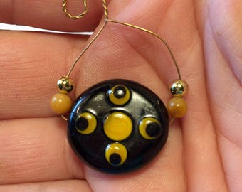 Mystical MOON PHASE OOAK Lampwork Bead Focal Pendant