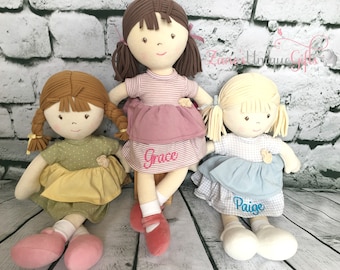 Personalised Rag Doll / Handmade Doll / Baby Doll / Soft Dolls / Doll Bear / Doll for Baby Girls / Doll for Gift / Fabric Doll / Christmas