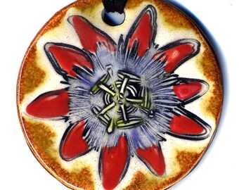 Passion Flower Ceramic Necklace