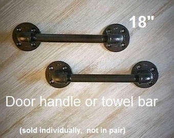 18" Towel Bar, Kitchen Towel Holder, Rustic Door Handle, Gate Hardware, Pipe Decor, Sliding Door, Pipe Rail, Bar Rail, Hand Rail - Curved