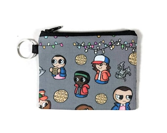 Stranger Things Coin Purse, Mini Zipper Pouch, Coin Pouch, Earbud Holder, change Purse, bridesmaid gift, coin pouch keychain