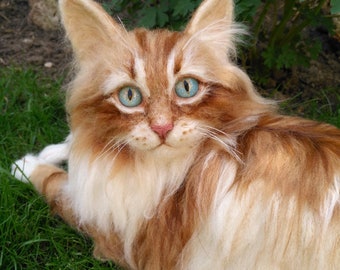 Artist Cat/ Collectible/ Needle Felted/Cutest playful Maine Coon kitten/ Life-Size/ OOAK