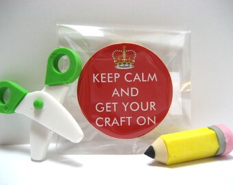 Keep Calm and Get Your Craft On - Funny Wood Magnet