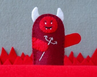 Little Devil Finger Puppet - Felt Devil Puppet