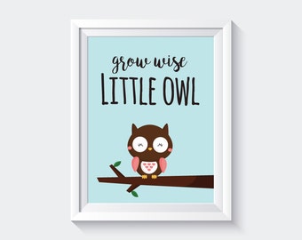 Grow wise little owl sign owl nursery decor owl baby room