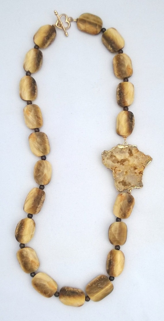 Golden Tiger Eye and Bronzite Necklace, Tiger Eye Necklace, Golden Eye Necklace