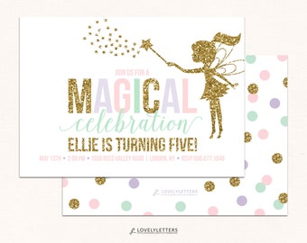 Fairy Birthday Invitation / Fairy Birthday / Magical Birthday / Fairies Invitation / Magical Fairy Invites / Digital / Glitter Fairy Party