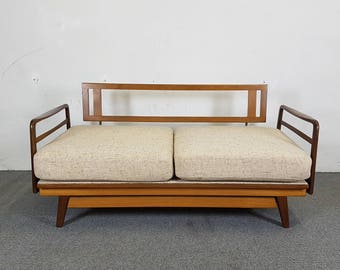 Sofa DAYBED Couch Knoll Antimott sofa bed teak mid century modern design Danish Scandinavian vintage retro 50s 60s 50s 60s Scandinavian
