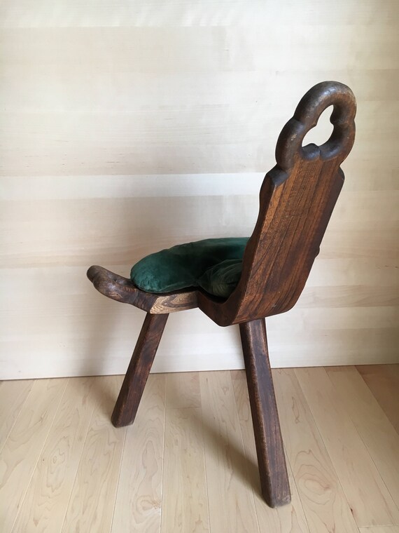 Antique Handcrafted Labor Chair Birthing Chair-Midwife Antique Handcrafted Labor Chair, Birthing Chair-Midwife Chair,Solid Wood Stool,Three Legged Stool, Handmade Small Chair with Velvet Cushion - Antique Handcrafted Labor Chair Birthing Chair-Midwife