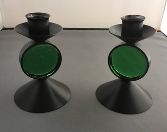 Pair of Vintage Gunnar Ander Ystad Metall Steel Candlesticks