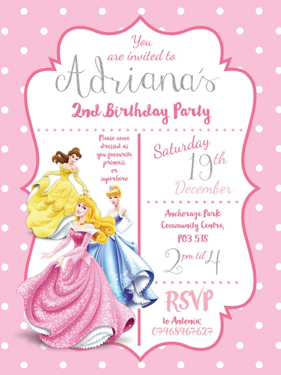 Disney Princess birthday invitations printable