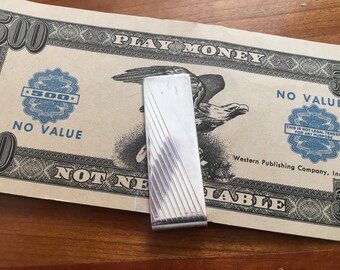 Vintage Sterling Silver Money Clip/ Modernist Silver Money Clip/
