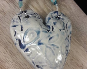 Blue heart - wall hanging - one of a kind