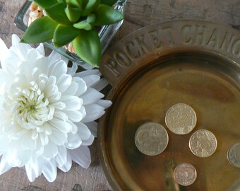 Vintage Durable Brass Pocket Change Dish