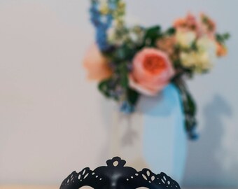 Matt Black Laser Cut Masquerade Mask