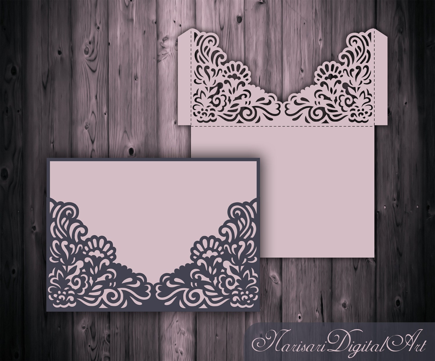 Download Wedding Invitation Pocket Envelope 5x7 SVG Template