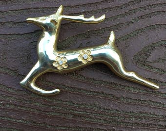 Vintage Jewelry Christmas Leaping Reindeer Pin Brooch