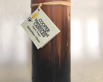 7" Tall Clove Scented Round Pillar Candle - Ivory, Brown, Black - Ombre