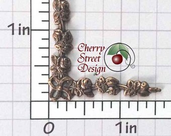 Corner Findings, Flower Corner, Rose Corner, Corner Accent, Corner Stampings, Antiqued Brass, Brass Ox, 4 Pcs, 1480bo4