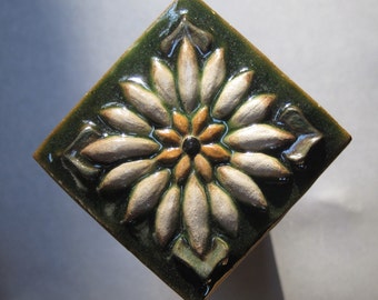 Eye Catching Renaissance Pinflower Accent Tile Handmade at Forest House