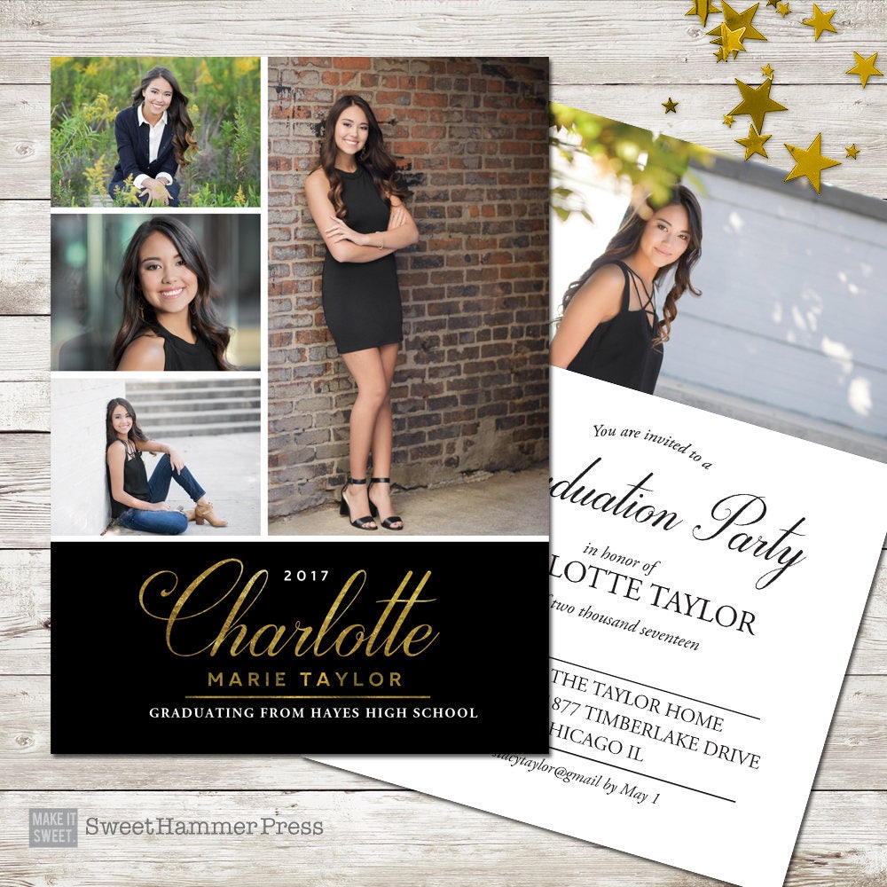 multiple photos graduation announcement formal graduation graduation invitations for girls